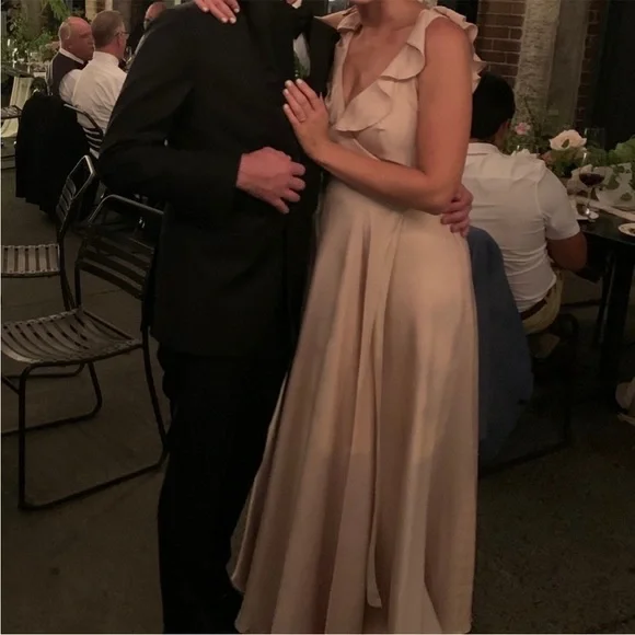 BHLDN Tansy Oyster Satin Wrap Dress NWT Size 22W Designer Maxi - Picture 4 of 12